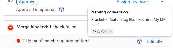 Merge request blocked by title validation check.