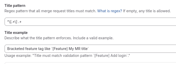 Title validation settings fields for a project.